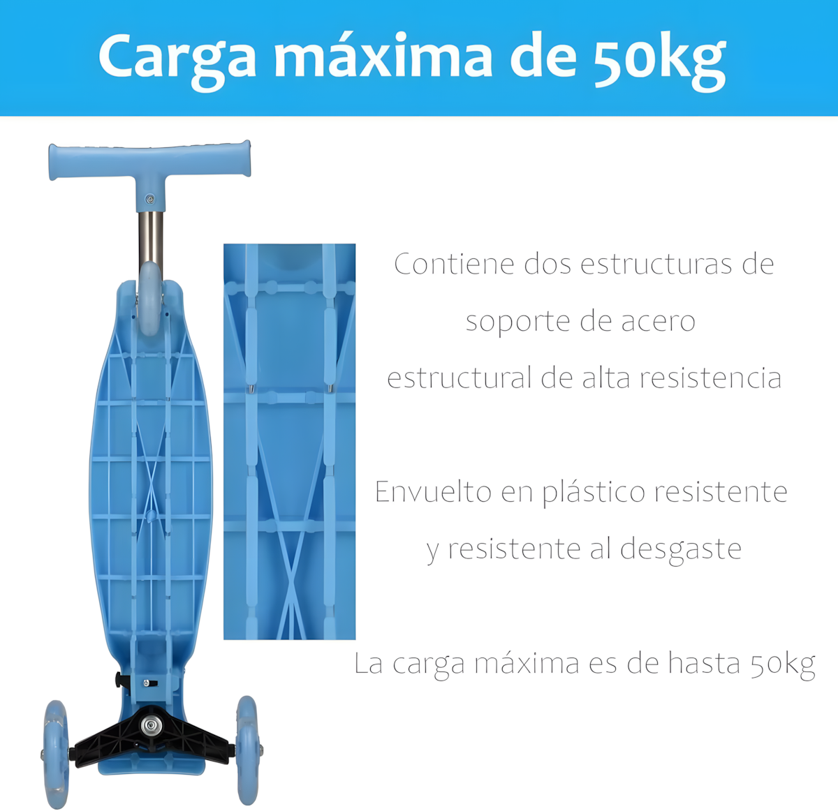 Scooter Monopatín Niños Regulable Luces LED Freno Cafe