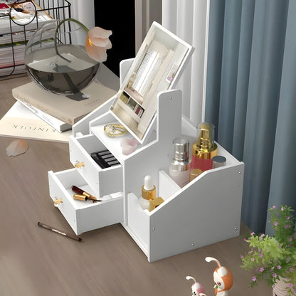 Organizador Maquillaje Multifuncional Espejo Cajón Cuadrado