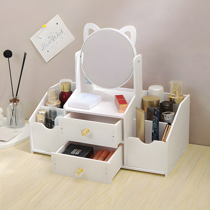 Organizador Maquillaje Multifuncional Espejo Cajón Gatito