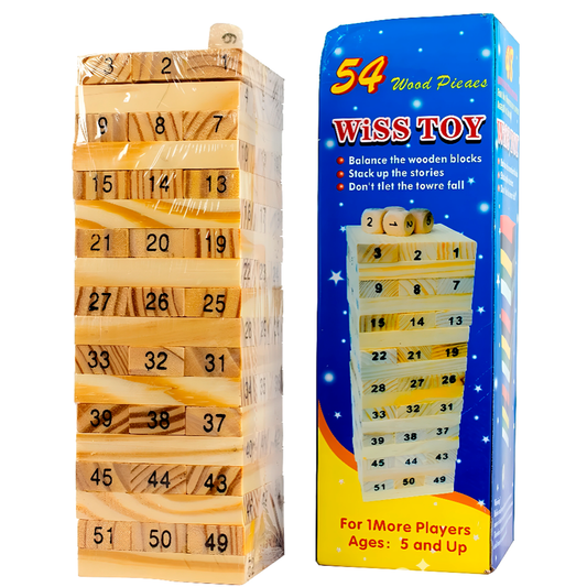 Jenga Madera 54 Piezas Juego Destreza Habilidad + 4 Dados