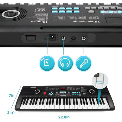 Teclado piano electrónico 61 teclas con micrófono