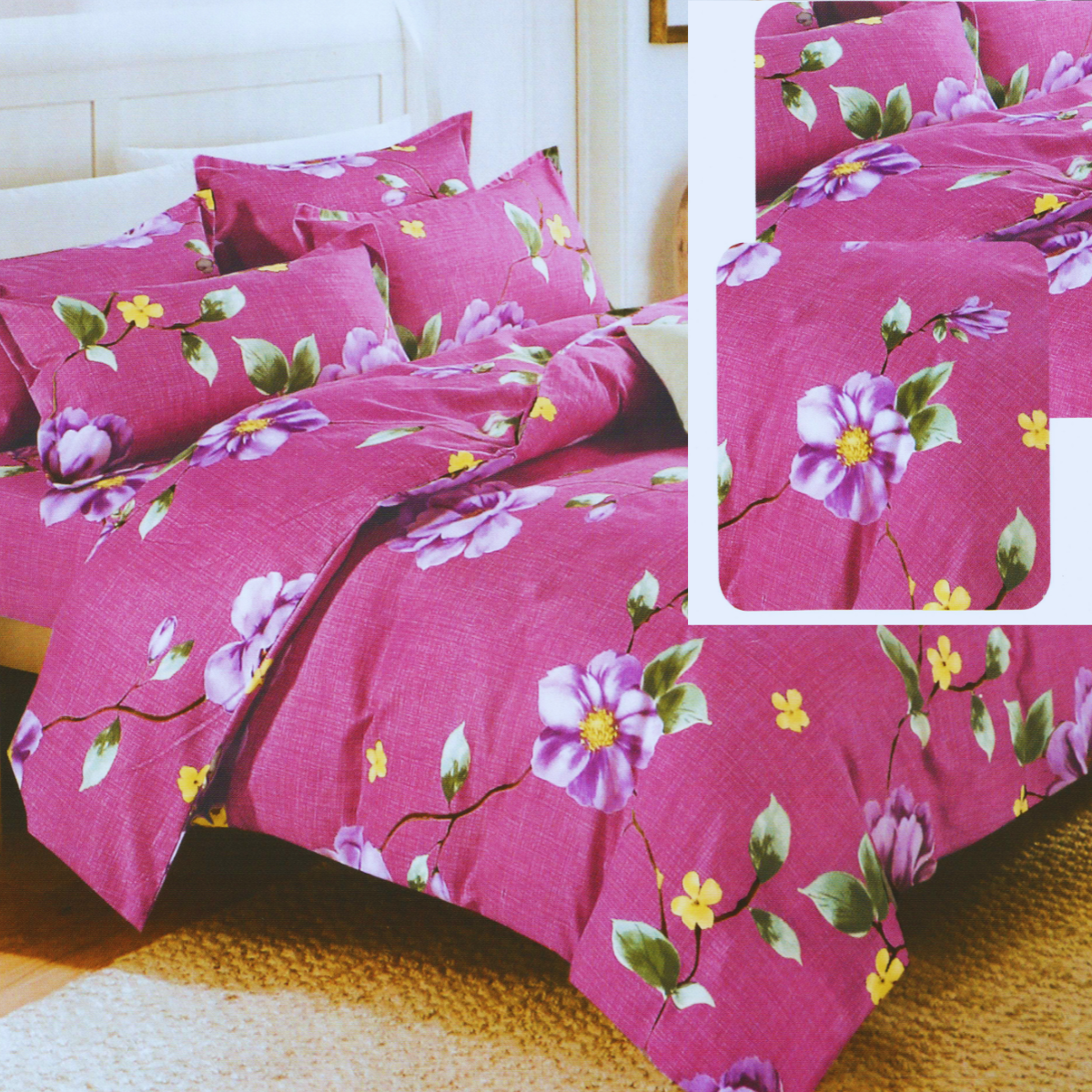 Juego de sábanas de algodón rosado para cama de 1,5 plazas, referencia DEC178 | NETZO Chile