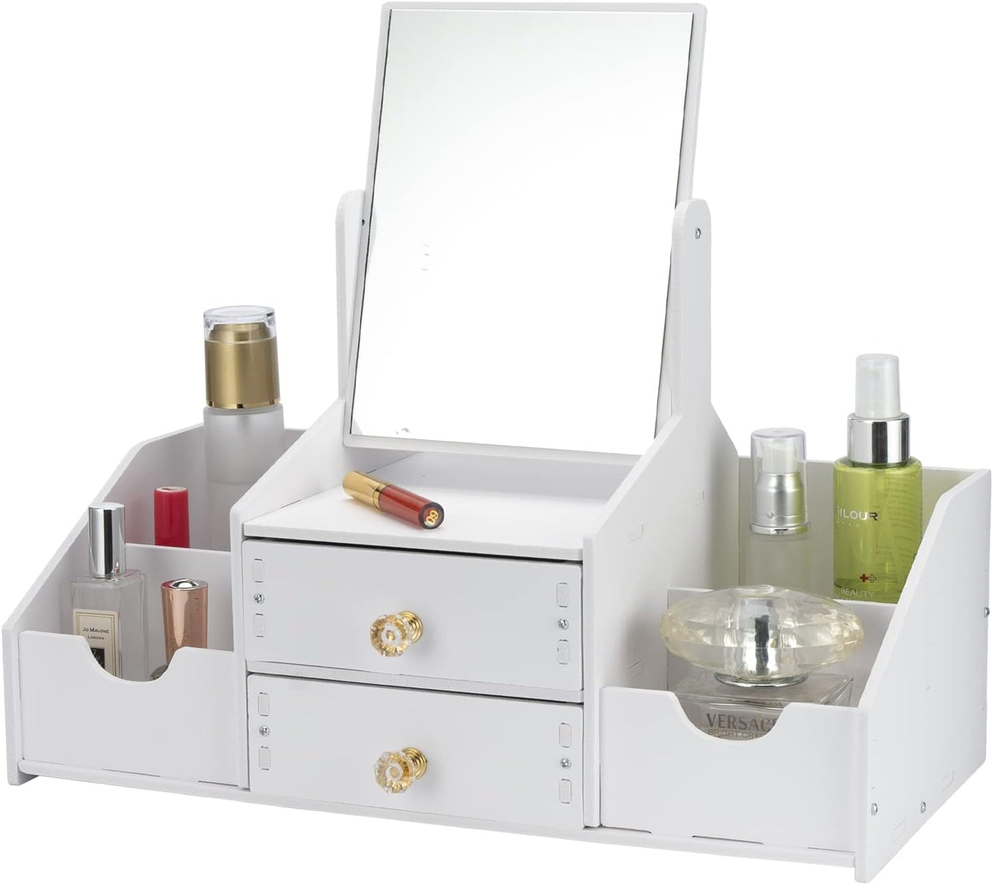 Organizador Maquillaje Multifuncional Espejo Cajón Cuadrado