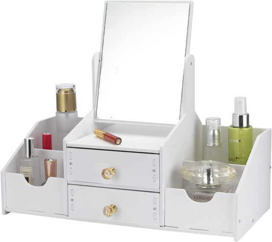 Organizador Maquillaje Multifuncional Espejo Cajón Cuadrado