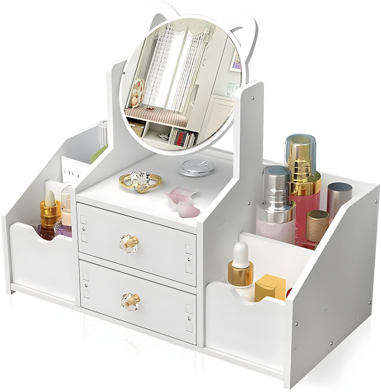 Organizador Maquillaje Multifuncional Espejo Cajón Gatito