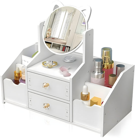 Organizador Maquillaje Multifuncional Espejo Cajón Gatito