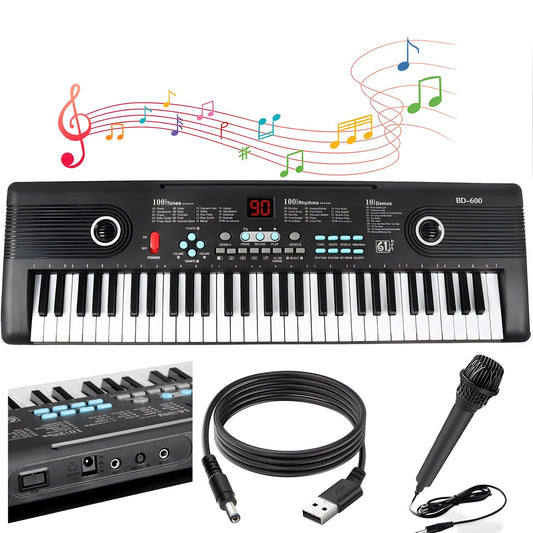 Teclado piano electrónico 61 teclas con micrófono
