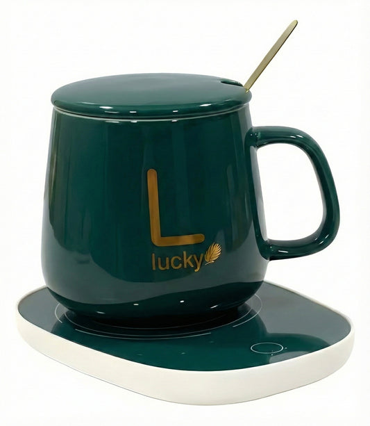 Taza C/ Calentador Eléctrico + Cuchara y Caja Verde