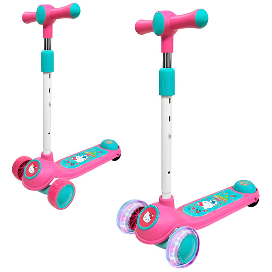 Scooter Monopatin Hello Kitty con Luces LED Ajustable Rosada