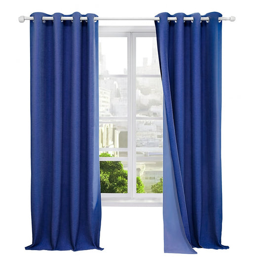 Cortina BlackOut 100% Térmica 2 Paños Engomada Azul Oscuro