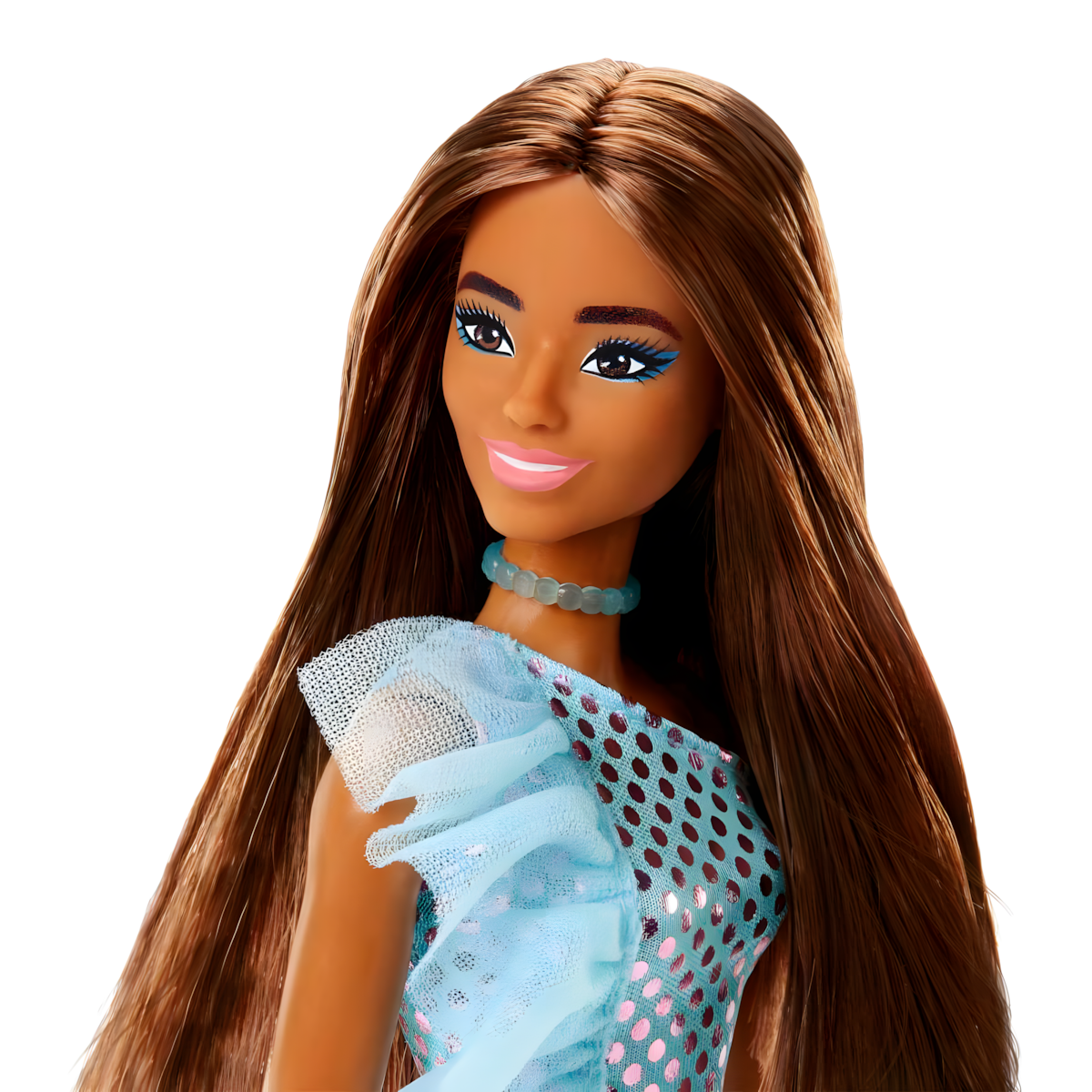 Muñeca Barbie Glitz Castaño Vestido Calipso Fiesta Brillante
