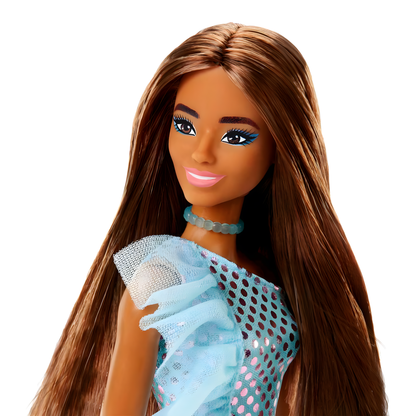 Muñeca Barbie Glitz Castaño Vestido Calipso Fiesta Brillante
