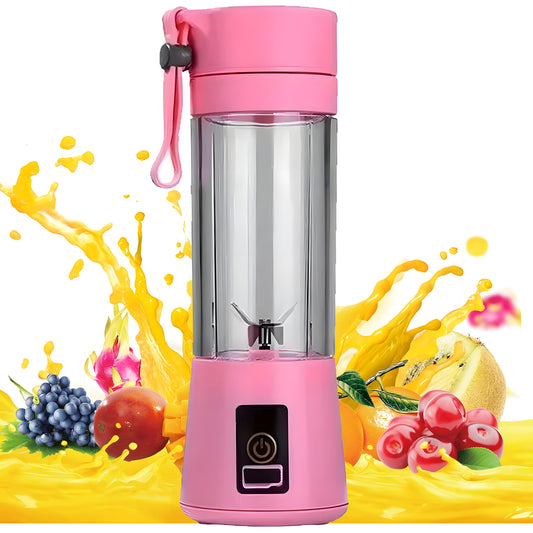 Juguera Licuadora 380ml Portátil USB Recargable Rosado