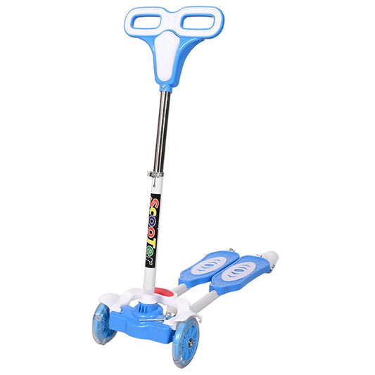 Scooter Tijera 4 Ruedas Niños Monopatín Divertido Celeste