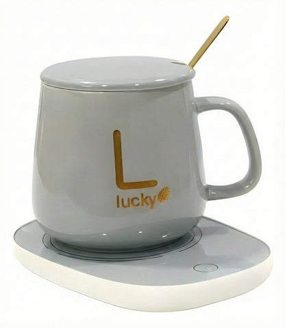 Taza C/ Calentador Eléctrico + Cuchara y Caja Blanca