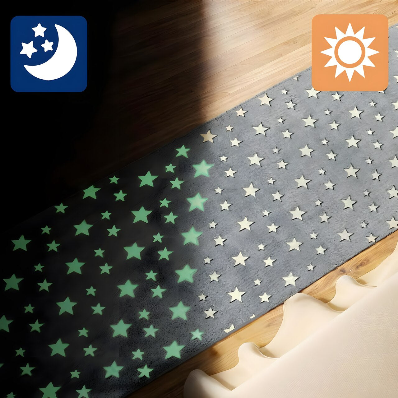 Alfombra Pasillera Luminosa 160x50cm Bajada Cama Noche Azul