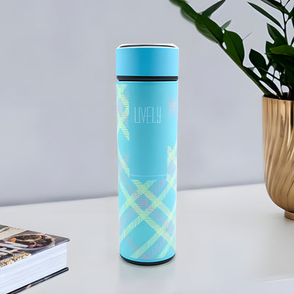 Termo Acero 500ml C/ Pantalla Led Frío/Calor Celeste