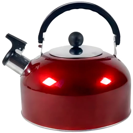 Tetera Acero Inox 1.8L Silbato Abre Fácil Cocina Roja