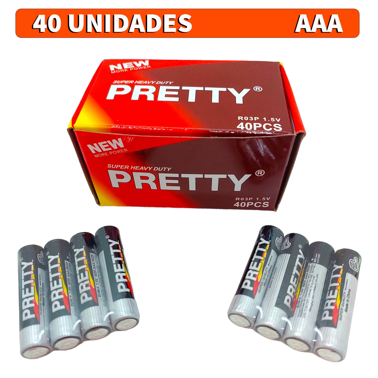 Caja Pack 40 Pilas AAA Triple A 1.5 Volt Alcalina Marca Pretty Multiuso