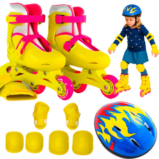 Kit Patines en Línea Ajustables Niña C/ Protecciones y Casco