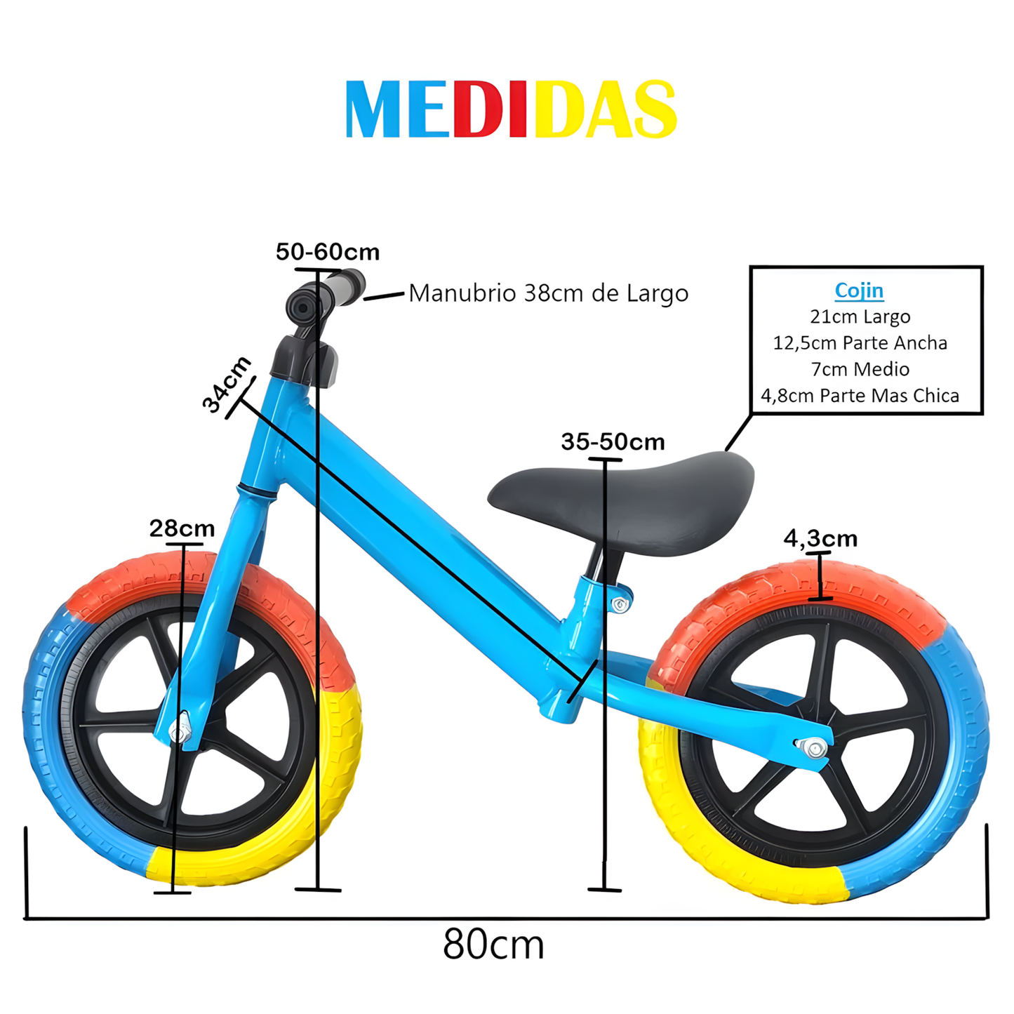 Bicicleta Equilibrio Niños Sin Pedales Aprendizaje Blanca