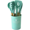 Set 12 Utensilios Cocina Silicona y Madera Verde Claro | Netzo.cl