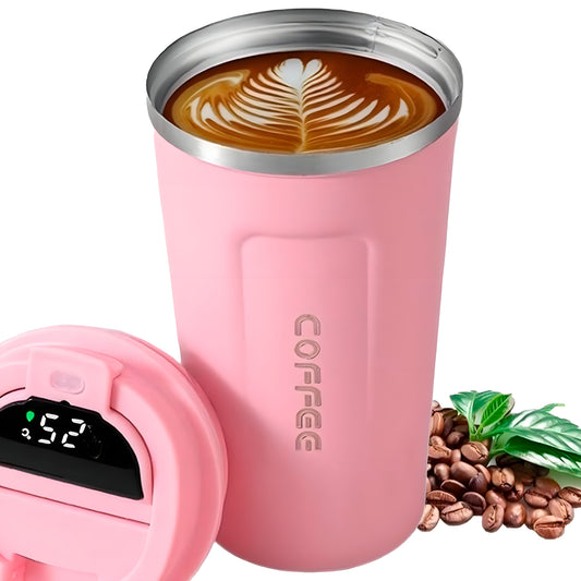 Vaso Térmico Digital 380ml Acero Inox. Rosado