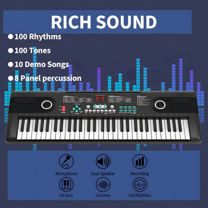 Teclado piano electrónico 61 teclas con micrófono