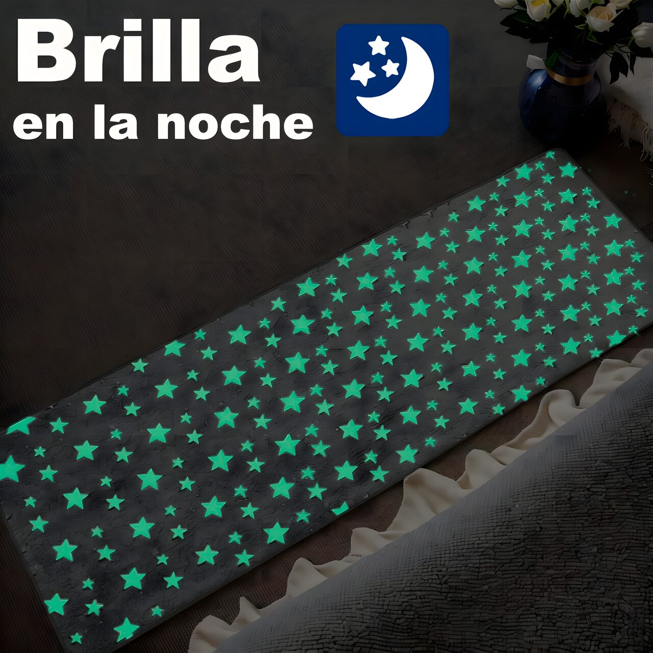 Alfombra Pasillera Luminosa 160x50cm Bajada Cama Noche Azul