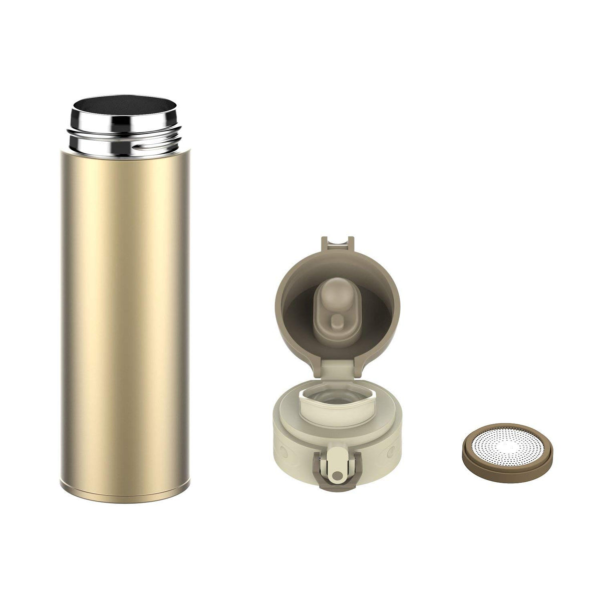 Termo Acero Inox 500ml. Frío/Calor Portátil Oro | Netzo Chile