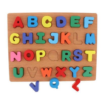 Juego Puzzles Tabla Encaje Rompecabeza Didáctico Letras abecedario de Madera Bebes Niños 30x23 Cm