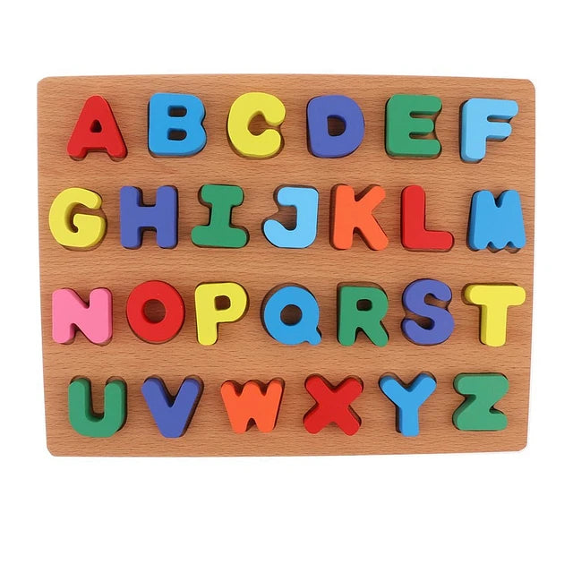 Juego Puzzles Tabla Encaje Rompecabeza Didáctico Letras abecedario de Madera Bebes Niños 30x23 Cm