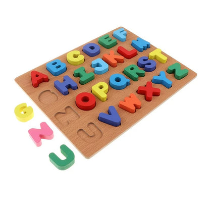 Juego Puzzles Tabla Encaje Rompecabeza Didáctico Letras abecedario de Madera Bebes Niños 30x23 Cm