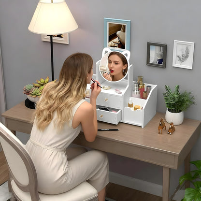 Organizador Maquillaje Multifuncional Espejo Cajón Gatito