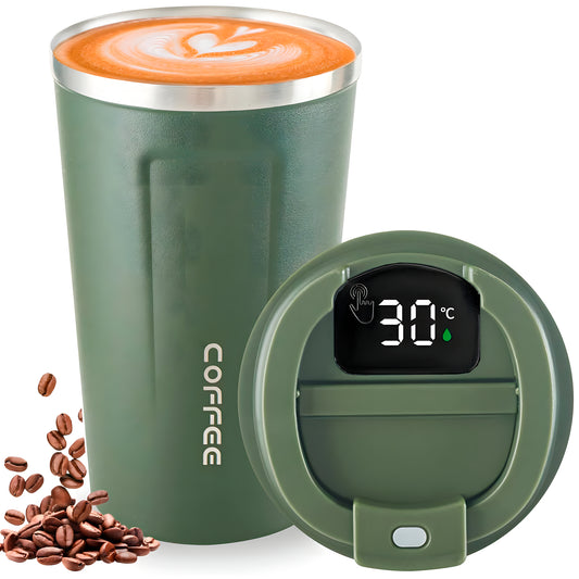 Vaso Térmico Digital 380ml Acero Inox. Verde