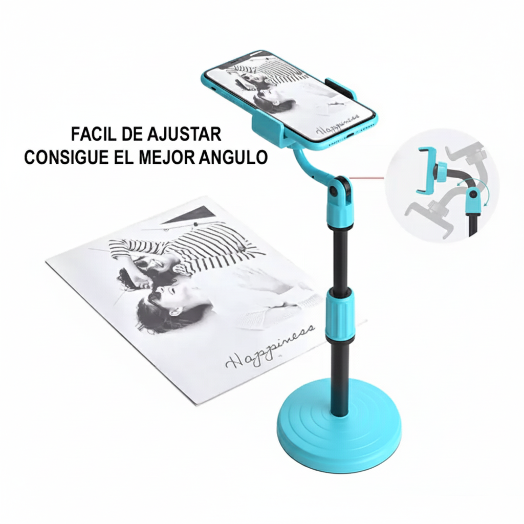 Soporte Celular Escritorio Expandible Ajustable Mesa Celeste