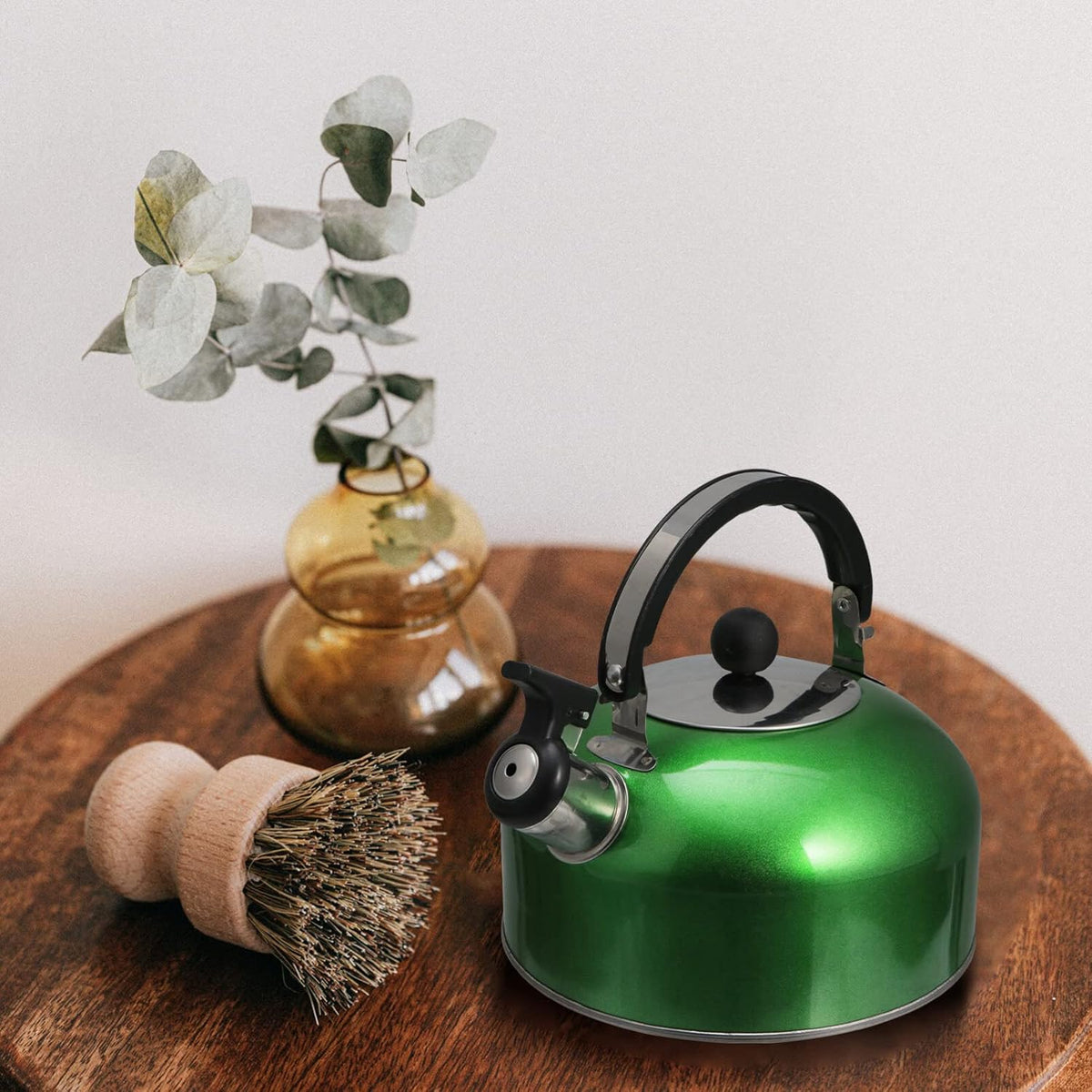 Tetera Acero Inox 1.8L Silbato Abre Fácil Cocina Verde | Netzo Chile