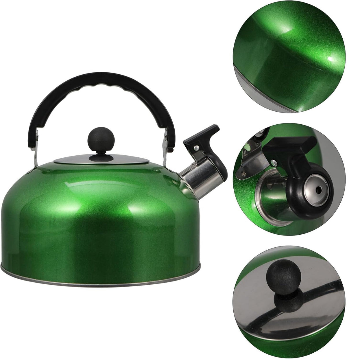 Tetera Acero Inox 1.8L Silbato Abre Fácil Cocina Verde | Netzo Chile