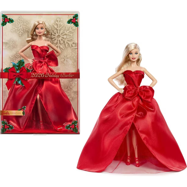 Barbie Signature Holiday 2026 vestido rojo JJX70