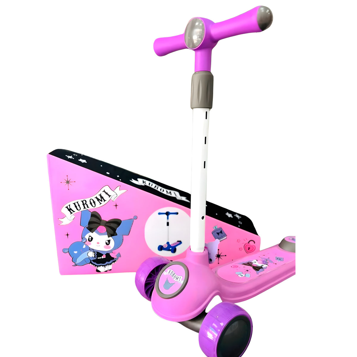 Scooter Infantil Kuromi LED Ajustable 40 kg Rosado - fotografía 5