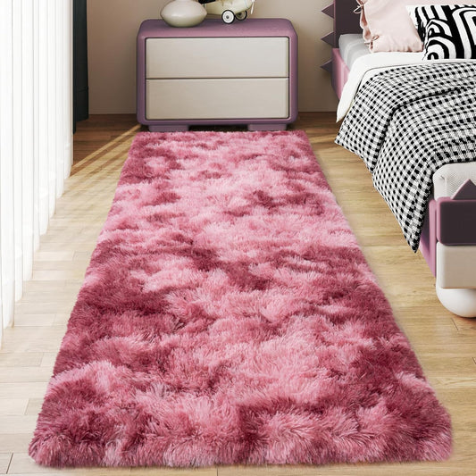 Alfombra Peludita Pasillera 50x200cm Decorativa Burdeo