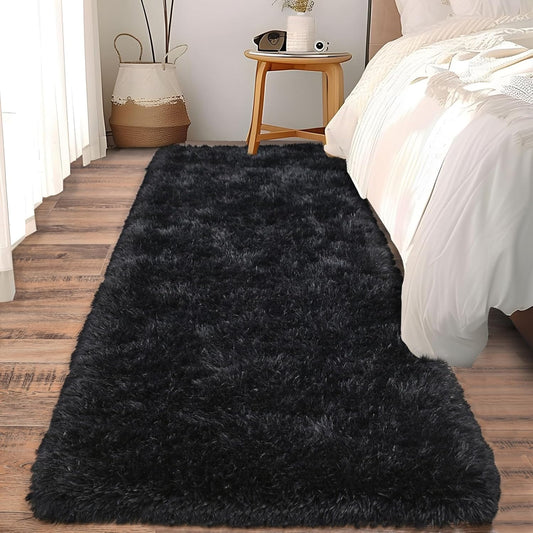 Alfombra Peludita Pasillera 50x200cm Decorativa Negra