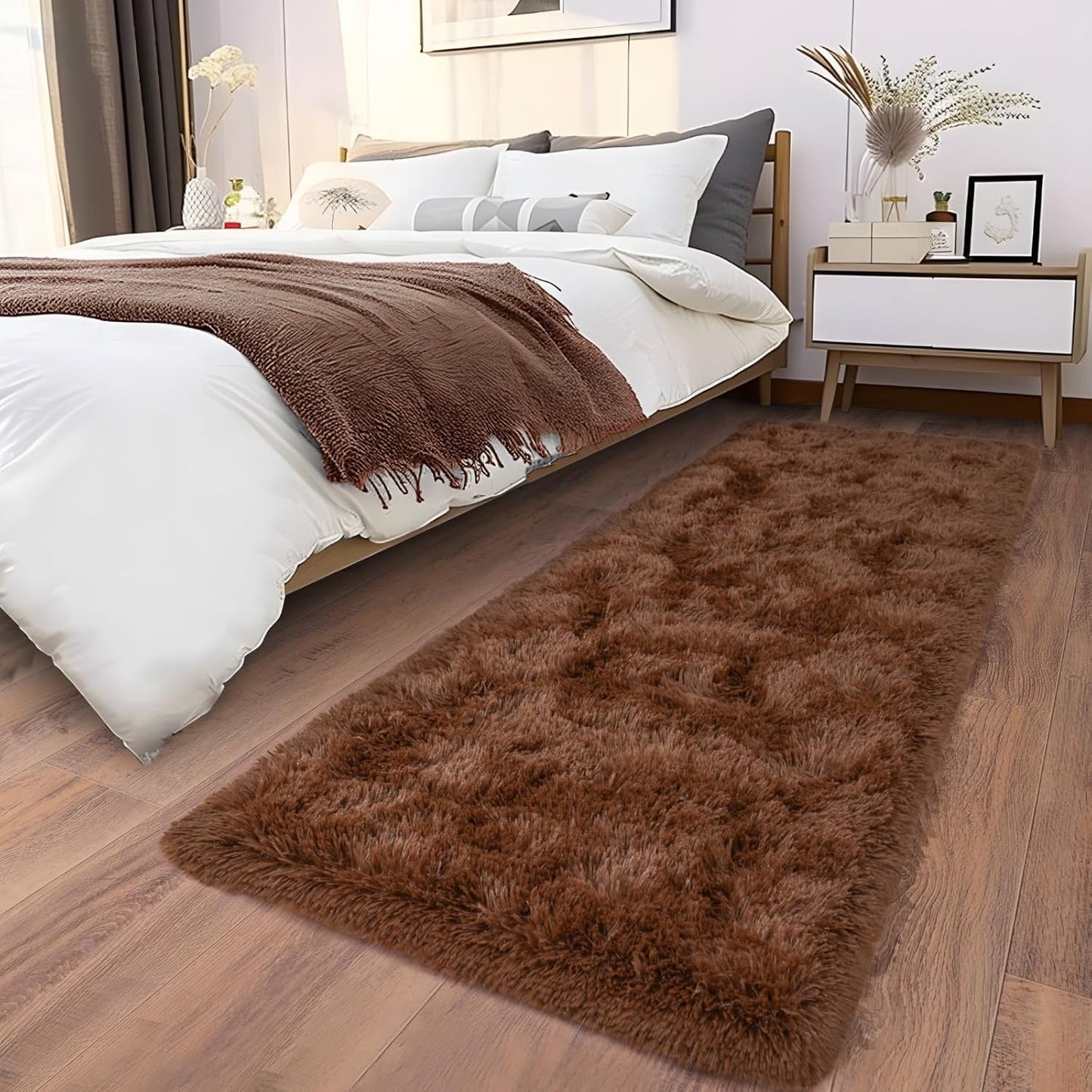 Alfombra Peludita Pasillera 50x200cm Decorativa Cafe