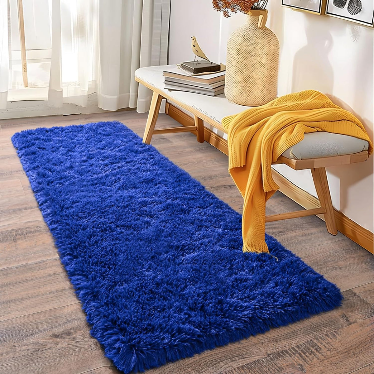 Alfombra Peludita Pasillera 50x200cm Decorativa Azul - imagen 4 | Netzo.cl