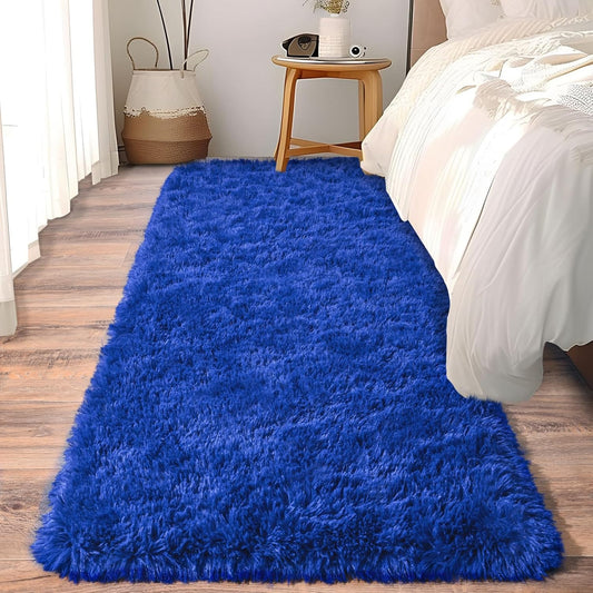 Alfombra Peludita Pasillera 50x200cm Decorativa Azul