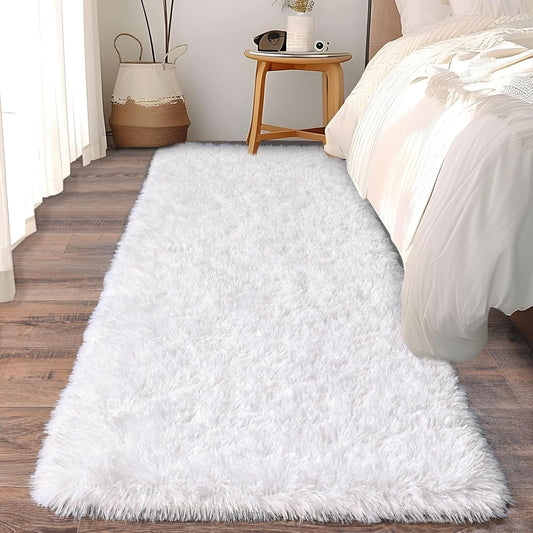 Alfombra Peludita Pasillera 50x200cm Decorativa Blanca