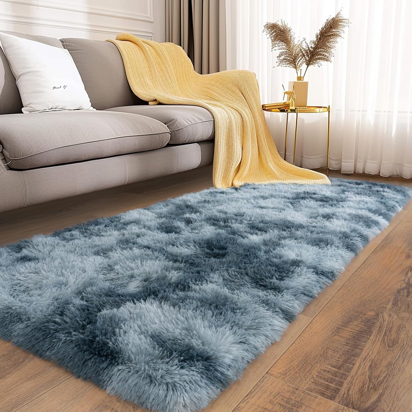 Alfombra Peludita Pasillera 50x200cm Decorativa Gris Oscura
