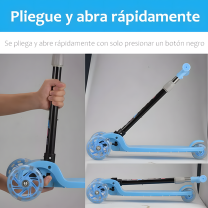 Scooter Monopatín Niños Regulable Luces LED Freno Cafe