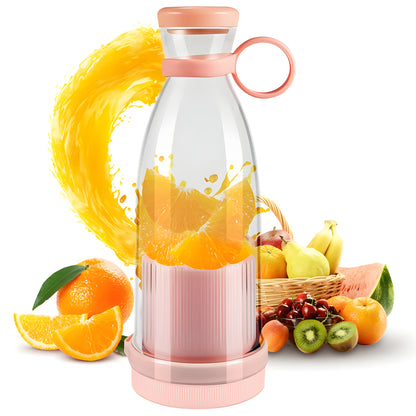 Juguera Vaso Portátil USB Recargable 420ml Rosada
