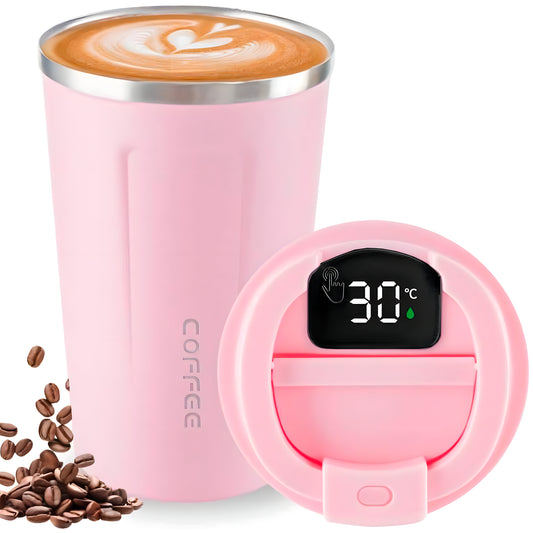 Vaso Térmico Digital 500ml Acero Inox. Rosado